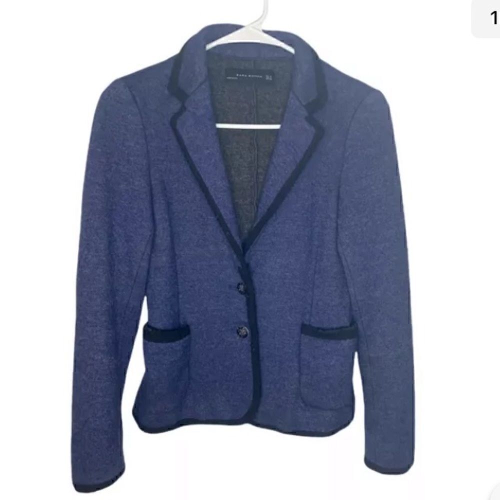 ZARA BASIC Women’s Navy Wool Blend Blazer/Jacket Size Medium